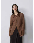 "Art Bubble" retro embossed bubble cotton satin stitching long - sleeved shirt - variant_title