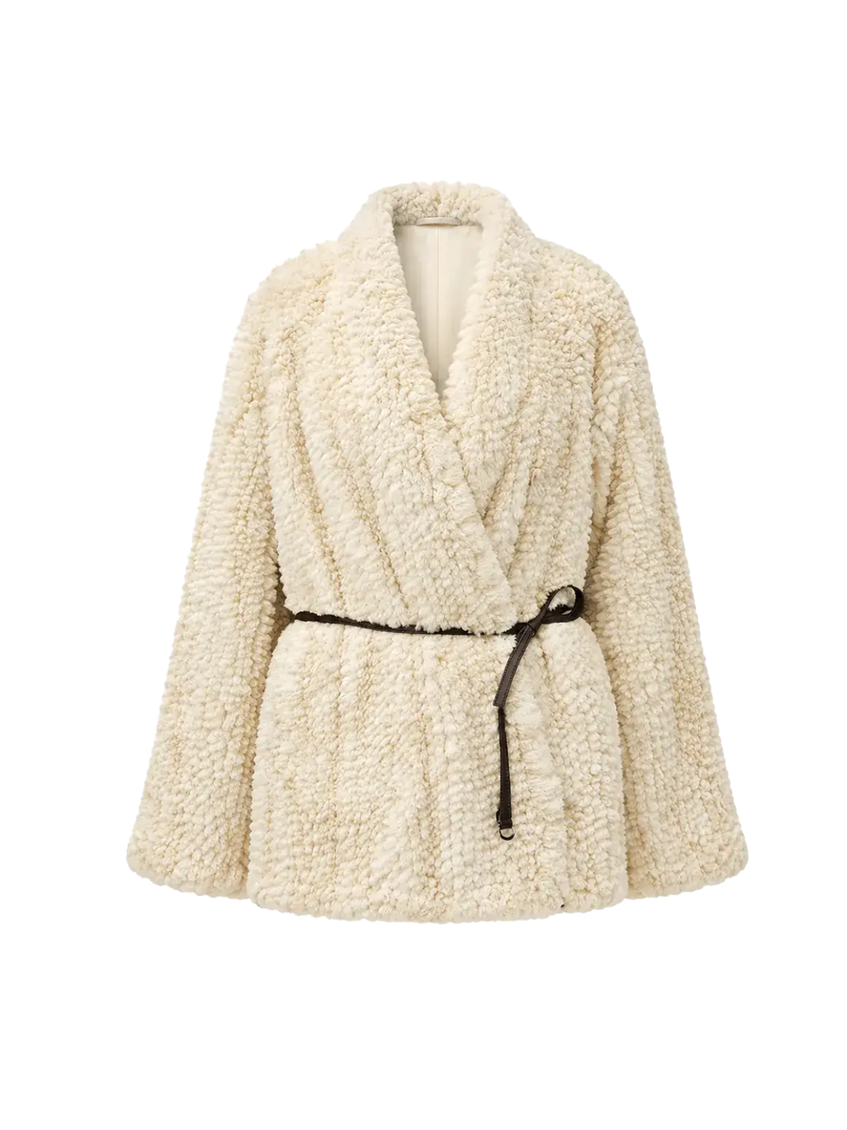 Artistic Weaving milk yellow gradient Rex rabbit fur coat front product view
