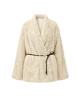 Artistic Weaving milk yellow gradient Rex rabbit fur coat front product view