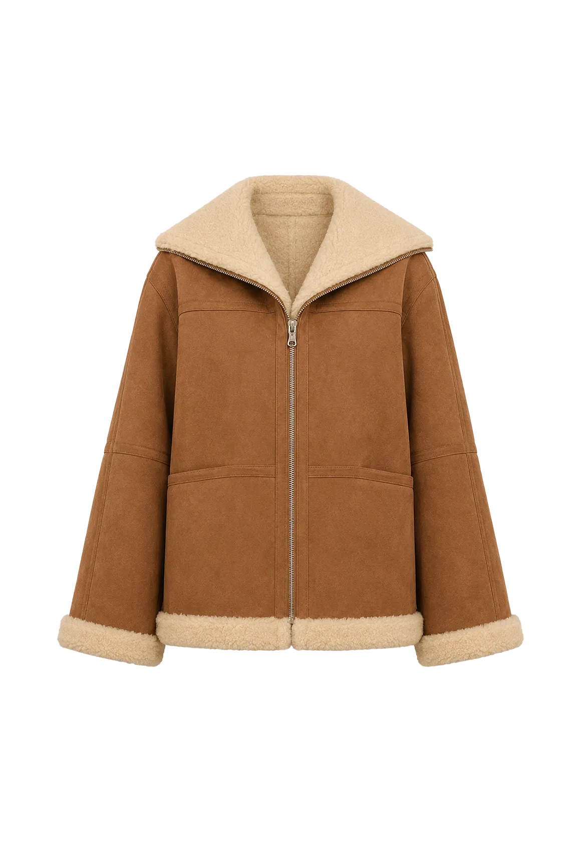 August Night reversible short lapel faux leather shearling jacket product image 01