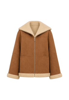 August Night reversible short lapel faux leather shearling jacket product image 01