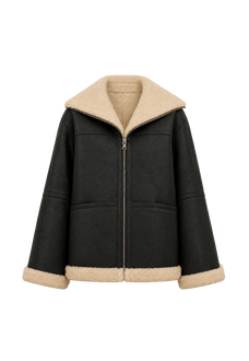 August Night reversible short lapel faux leather shearling jacket product image 06