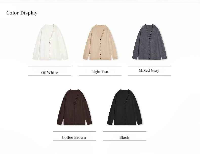 Australian merino wool loose V - neck wool knitted cardigan - variant_title