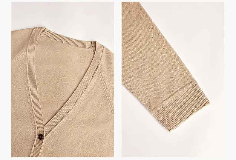 Australian merino wool loose V - neck wool knitted cardigan - variant_title