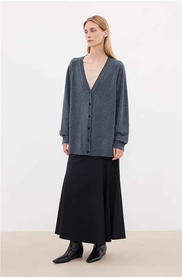 Australian merino wool loose V - neck wool knitted cardigan - variant_title