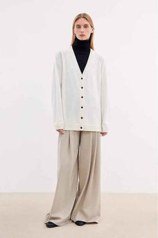 Australian merino wool loose V - neck wool knitted cardigan - variant_title