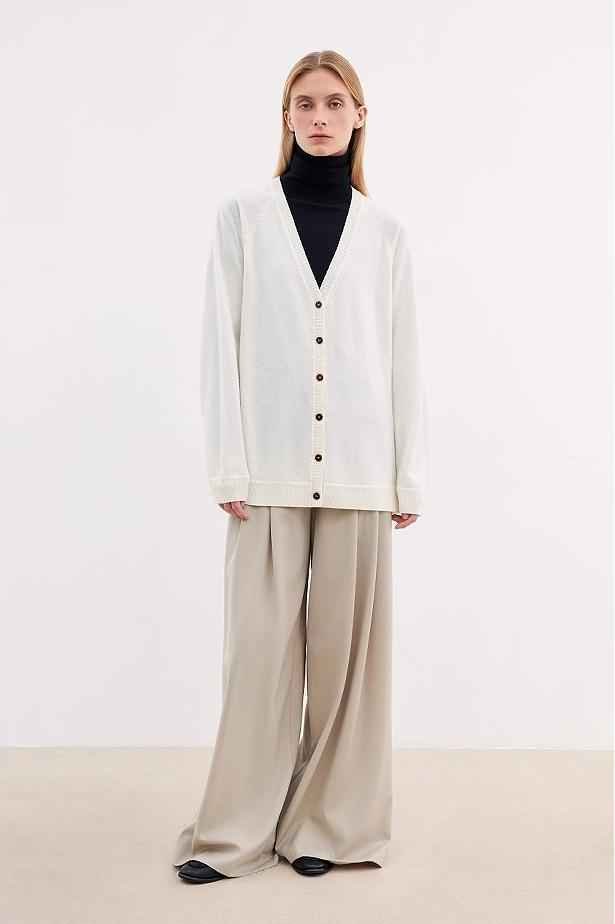 Australian merino wool loose V - neck wool knitted cardigan - variant_title