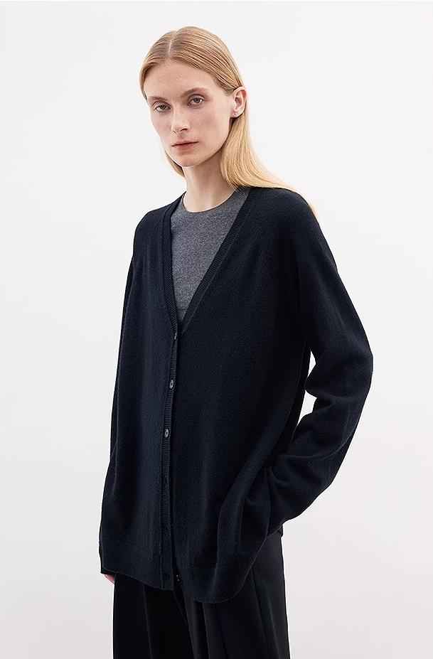 Australian merino wool loose V - neck wool knitted cardigan - variant_title