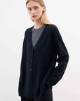 Australian merino wool loose V - neck wool knitted cardigan - variant_title