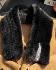 Autumn and winter warm double - sided woven rhinestone mink fur versatile temperament scarf - variant_title