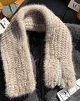 Autumn and winter warm double - sided woven rhinestone mink fur versatile temperament scarf - variant_title