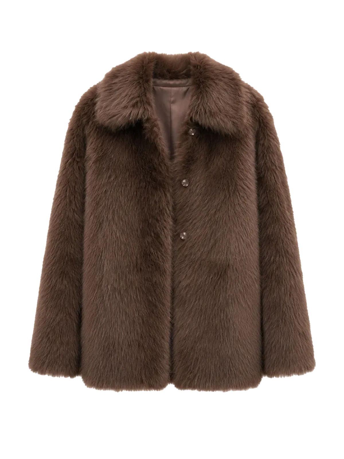 Autumn Exclusive cocoa brown Toscana shearling short lapel coat product cutout