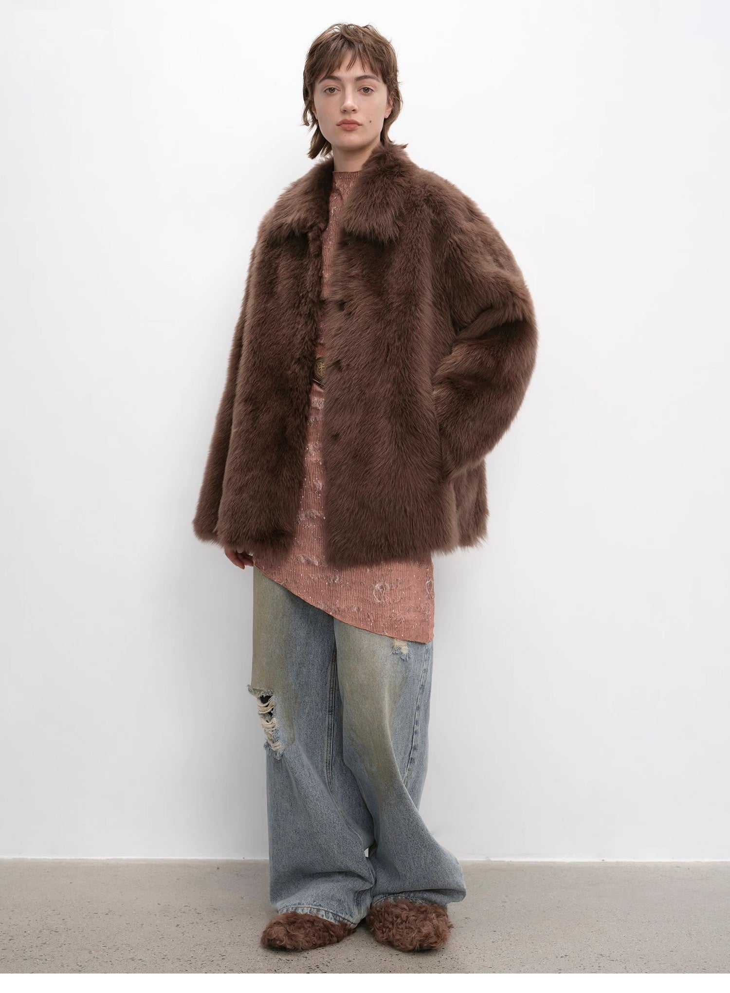 "Autumn Exclusive" Imported Tuscan sheepskin short lapel fur coat - variant_title