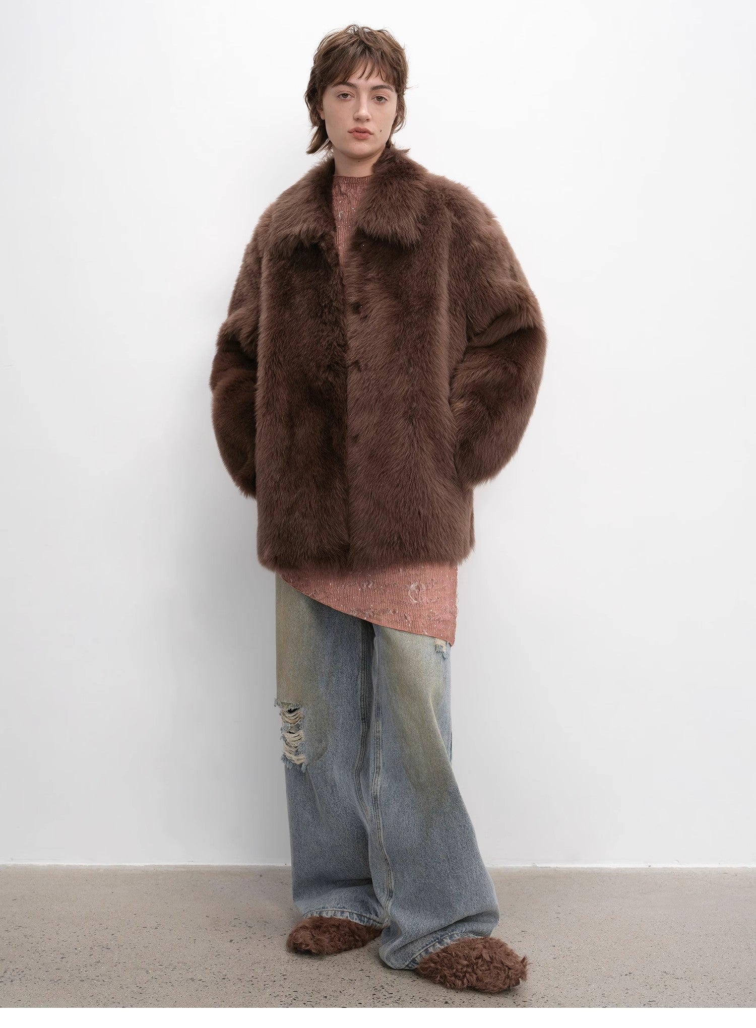 "Autumn Exclusive" Imported Tuscan sheepskin short lapel fur coat - variant_title