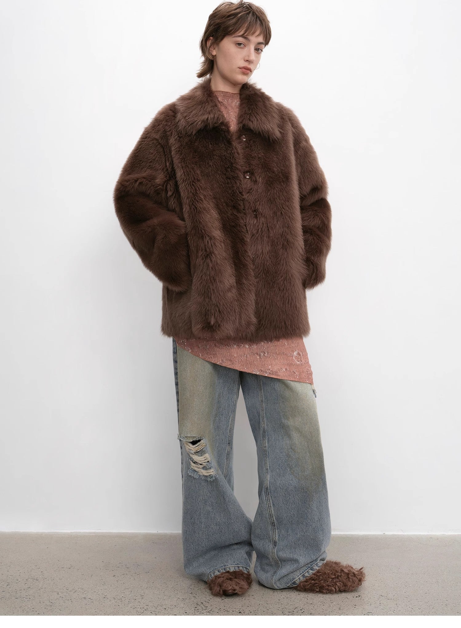 "Autumn Exclusive" Imported Tuscan sheepskin short lapel fur coat - variant_title