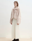 "Autumn Secret" Pink Lapel Tuscan Straight Fur Sheepskin Short Jacket - variant_title