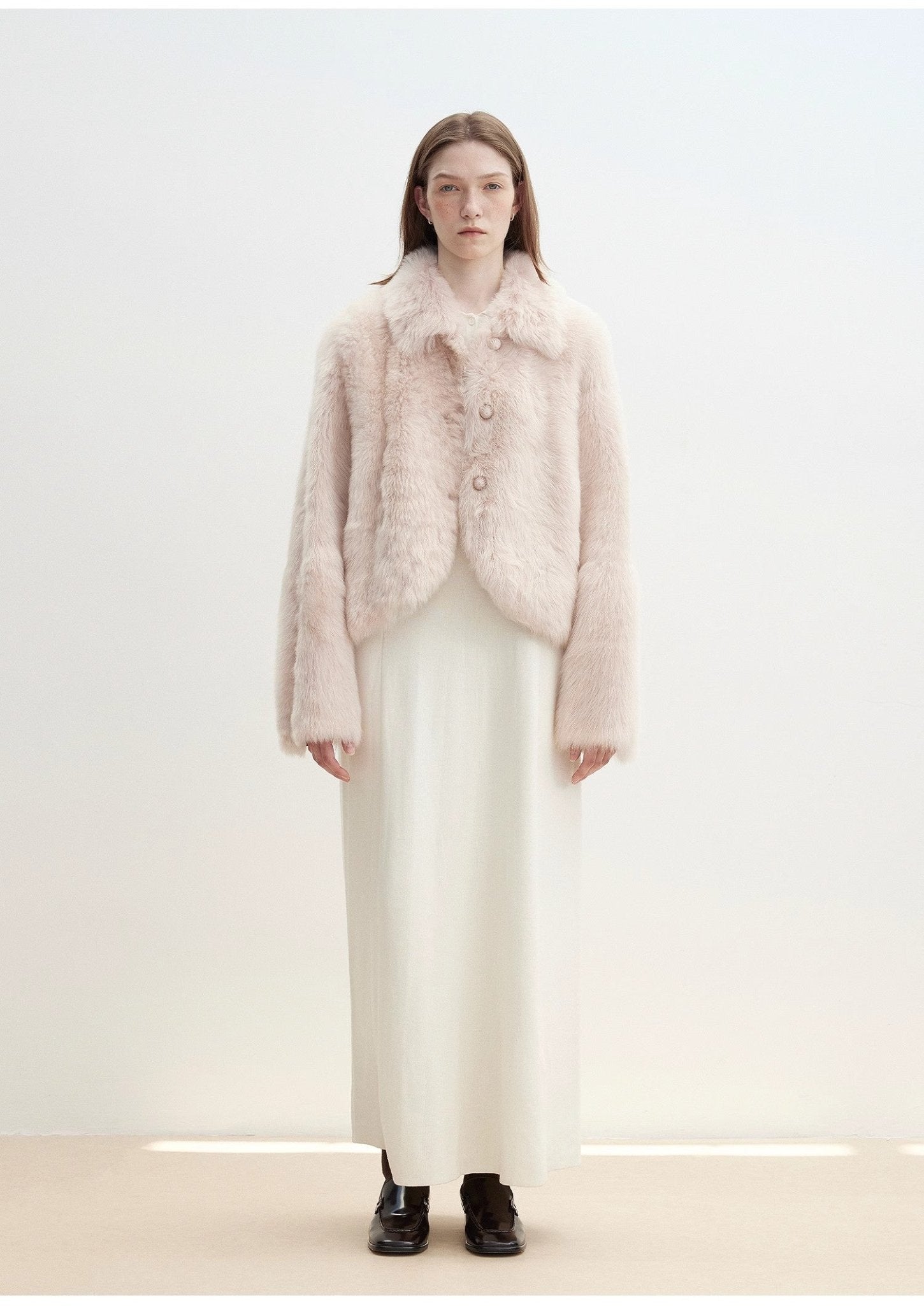 "Autumn Secret" Pink Lapel Tuscan Straight Fur Sheepskin Short Jacket - variant_title