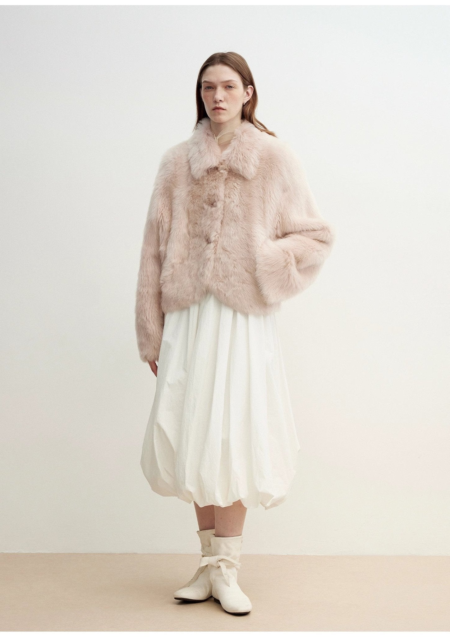 "Autumn Secret" Pink Lapel Tuscan Straight Fur Sheepskin Short Jacket - variant_title