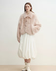 "Autumn Secret" Pink Lapel Tuscan Straight Fur Sheepskin Short Jacket - variant_title