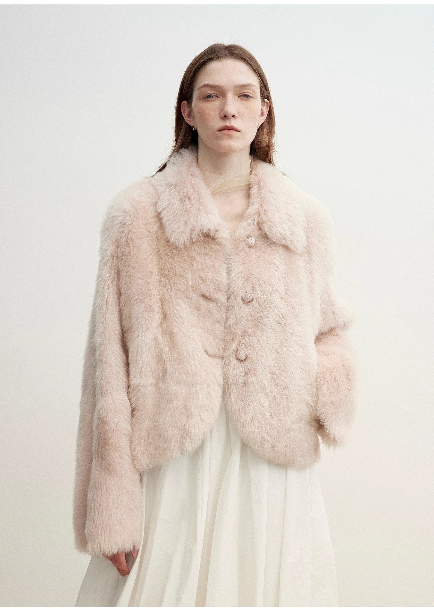 "Autumn Secret" Pink Lapel Tuscan Straight Fur Sheepskin Short Jacket - variant_title