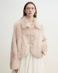 "Autumn Secret" Pink Lapel Tuscan Straight Fur Sheepskin Short Jacket - variant_title