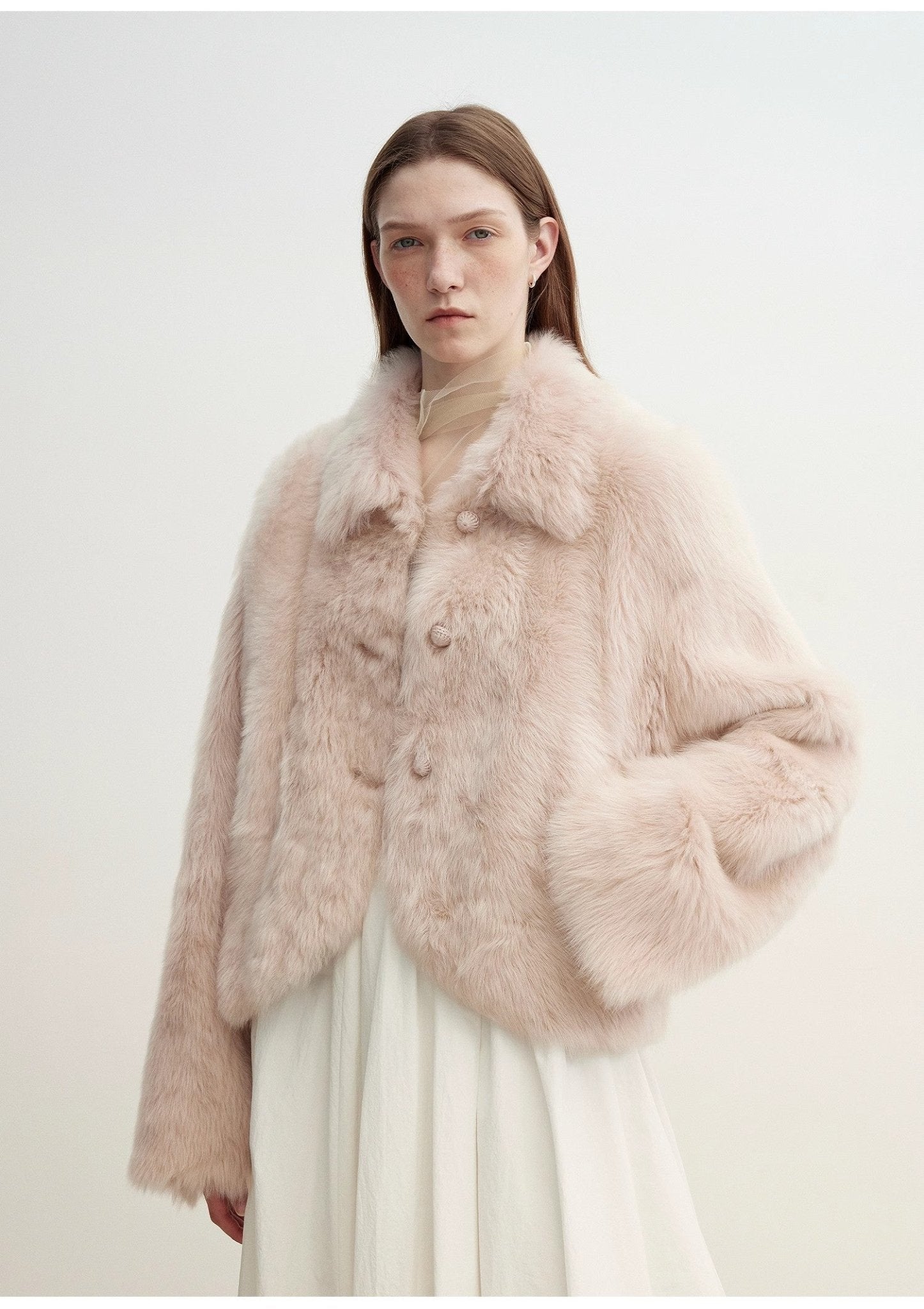 "Autumn Secret" Pink Lapel Tuscan Straight Fur Sheepskin Short Jacket - variant_title