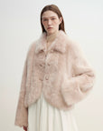 "Autumn Secret" Pink Lapel Tuscan Straight Fur Sheepskin Short Jacket - variant_title
