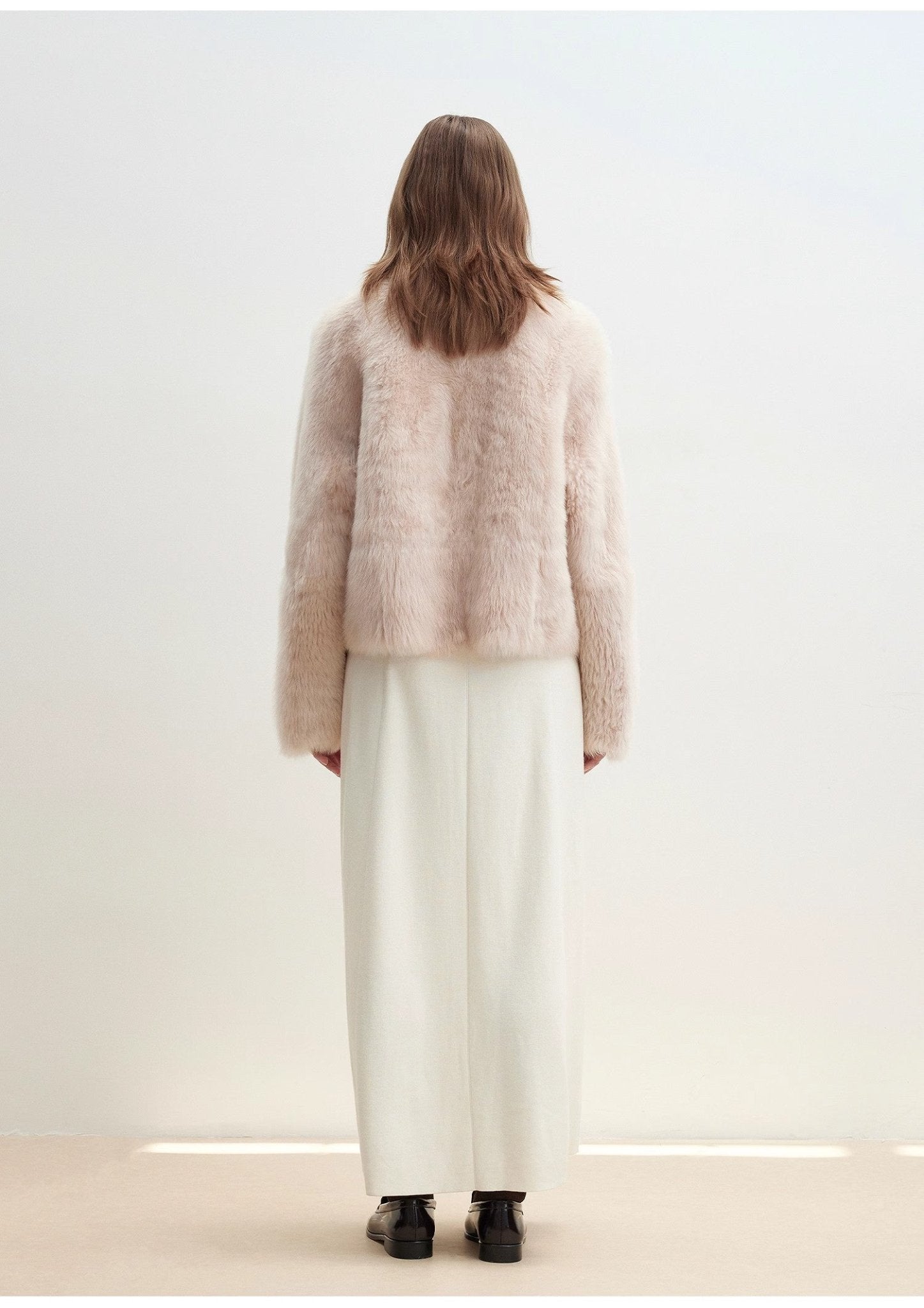 "Autumn Secret" Pink Lapel Tuscan Straight Fur Sheepskin Short Jacket - variant_title
