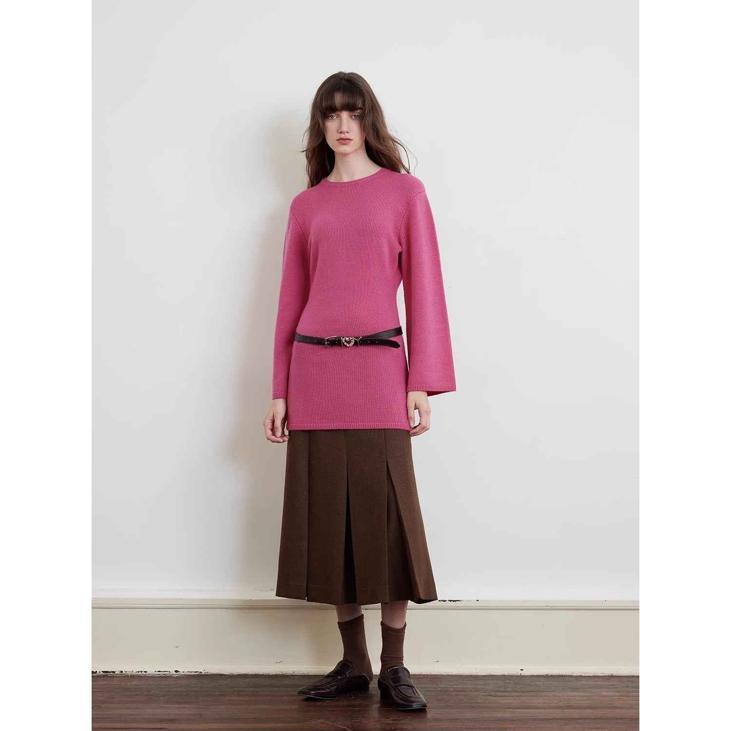 "Autumn Sweet Cheese" merino wool fashionable waist slimming trumpet sleeve sweater for women - variant_title