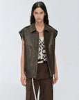 Firelady Fur Barn Feelings removable sleeve leather vest back view