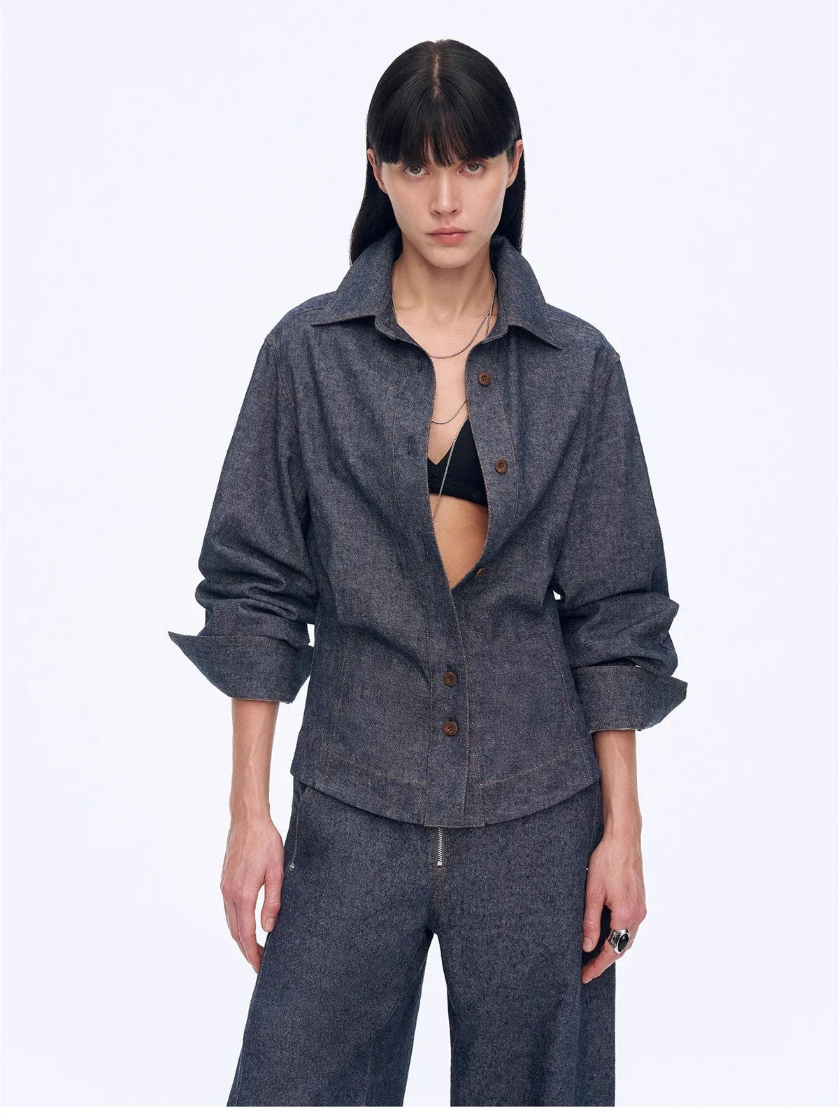 Firelady Fur Berlin Afternoon Tea women's linen shirt in Raw Cow Color front model view