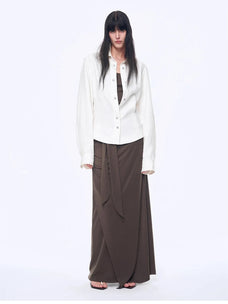 Firelady Fur Berlin Afternoon Tea women's linen shirt in White full-length model view
