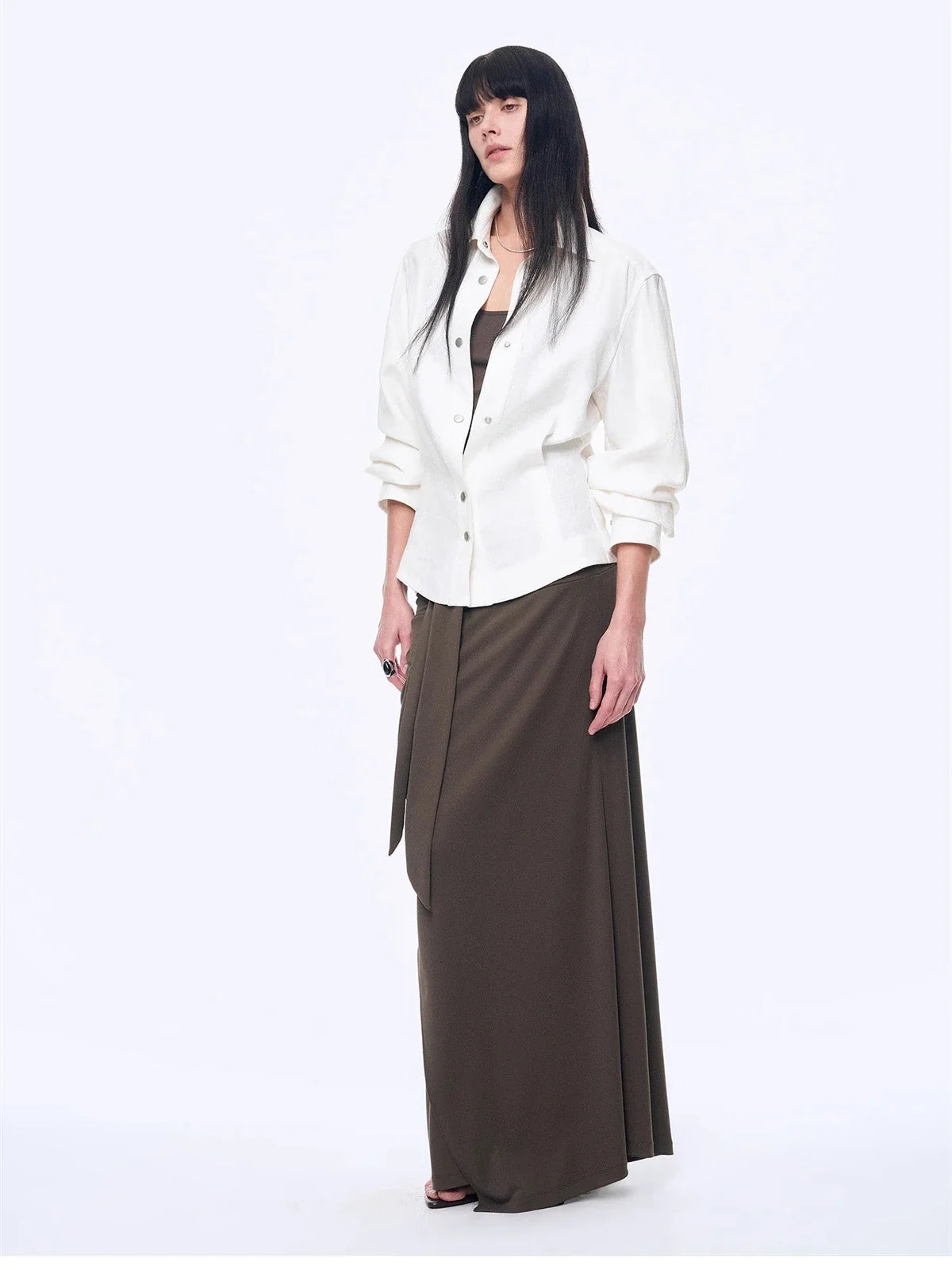 Firelady Fur Berlin Afternoon Tea women's linen shirt in White side model view