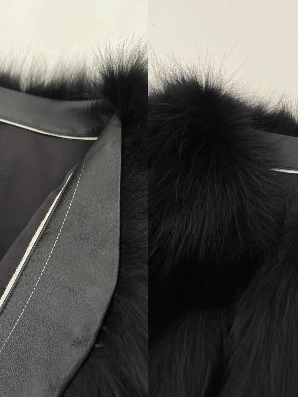 Black Sugar fox fur cardigan lining and interior construction detail