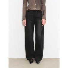 "Blue Island" heavy - duty distressed, slim and durable mid - rise curved knife cotton washed jeans - variant_title