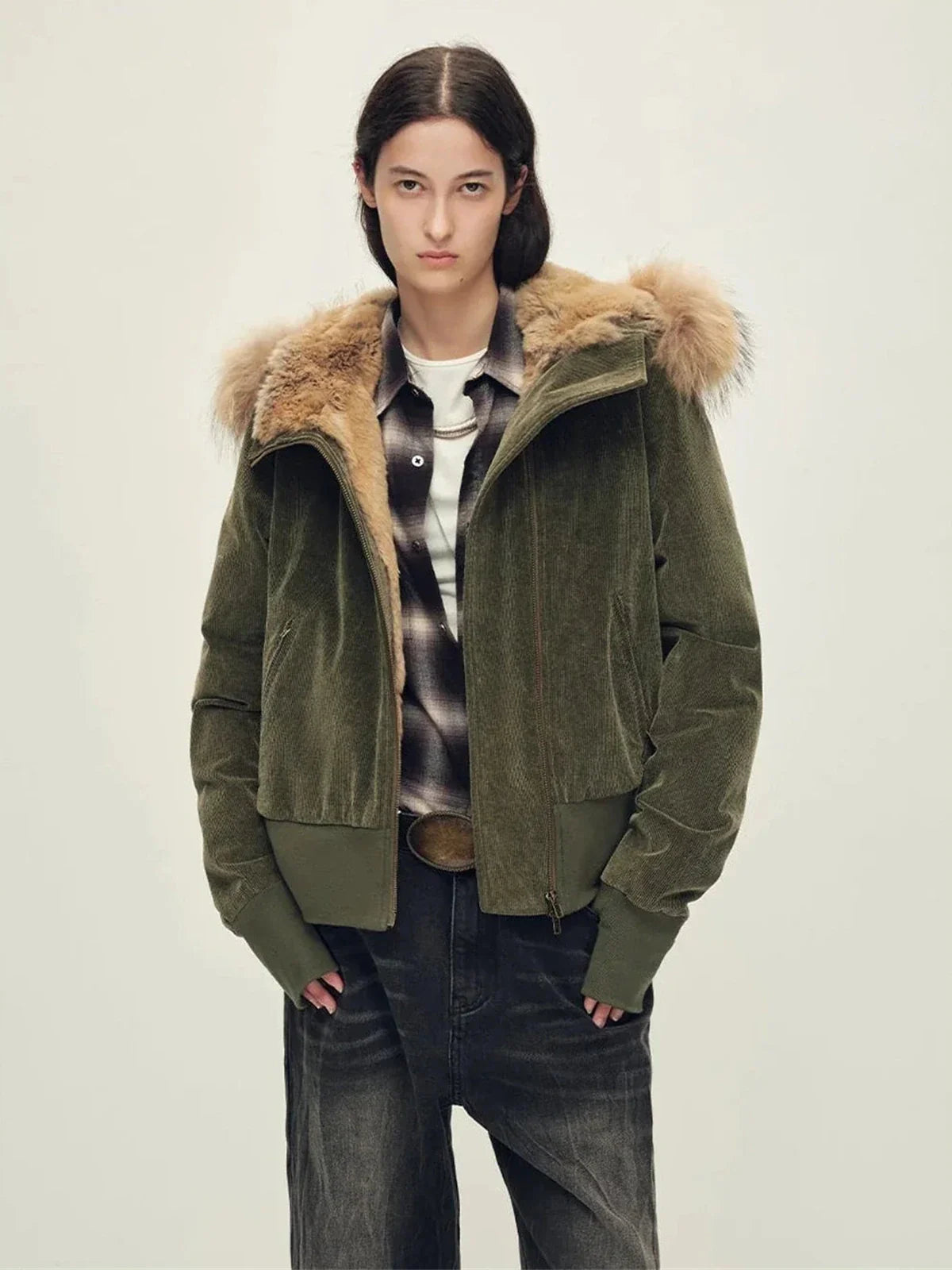 Firelady Boho-Chic frosted green corduroy down parka color card