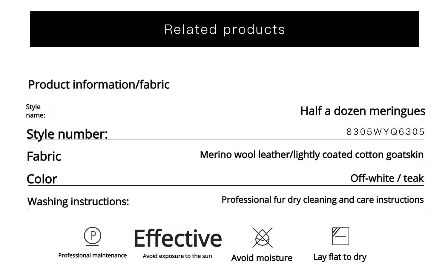 Butter Crisp Merino shearling leather coat product and care information