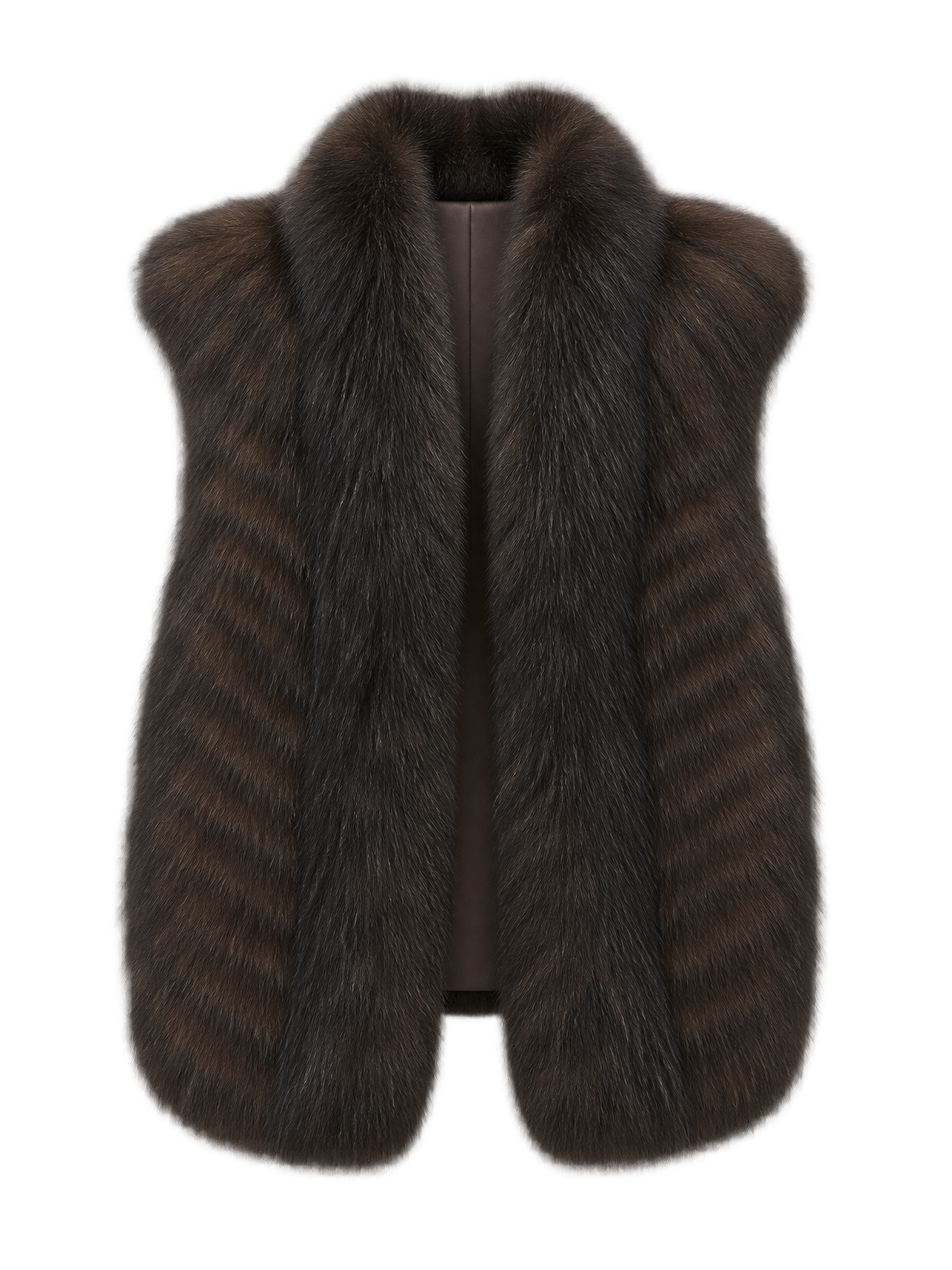 Firelady Fur Women's Finnish Saga Fox Fur Vest – Diagonal Piecing &amp; Curved Stand Collar