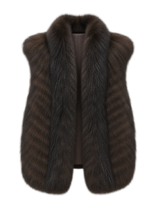 Firelady Fur Women's Finnish Saga Fox Fur Vest – Diagonal Piecing & Curved Stand Collar