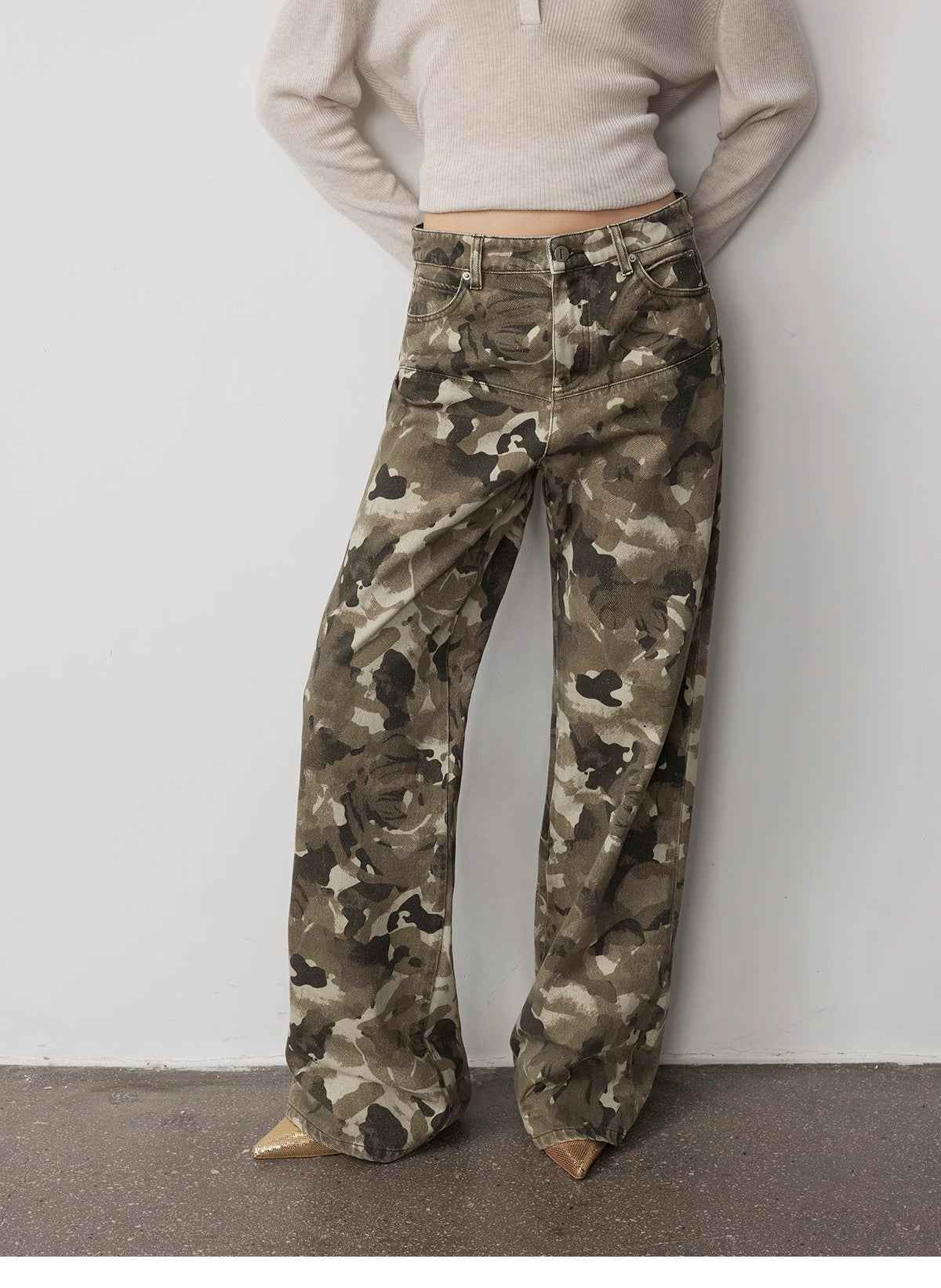 "Camouflage Charm " Cool, Trendy, Unique, and Personalized Original Camouflage Print Washed Loose Straight - Leg Denim Jeans - variant_title