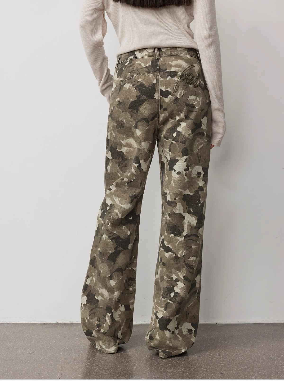 "Camouflage Charm " Cool, Trendy, Unique, and Personalized Original Camouflage Print Washed Loose Straight - Leg Denim Jeans - variant_title