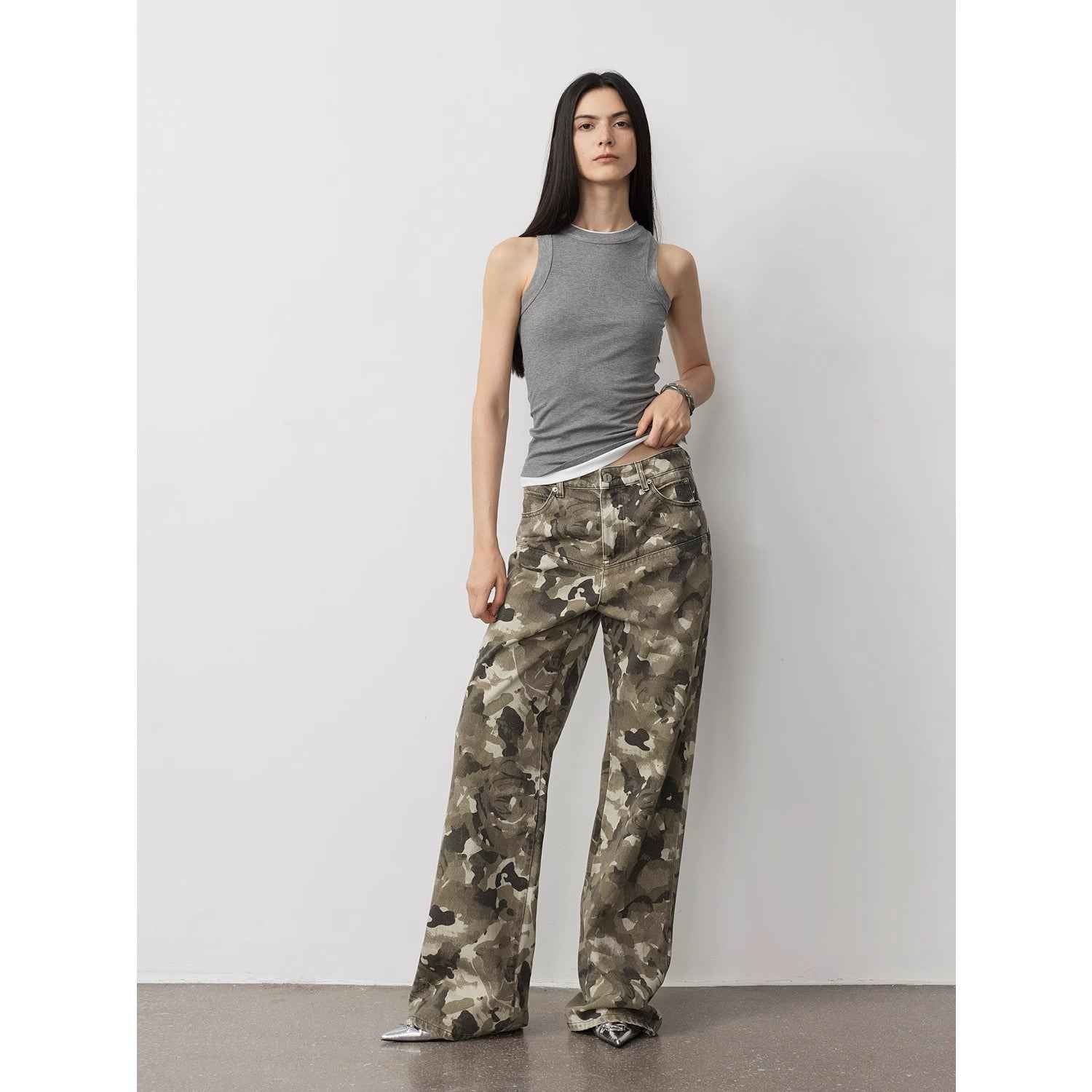 "Camouflage Charm " Cool, Trendy, Unique, and Personalized Original Camouflage Print Washed Loose Straight - Leg Denim Jeans - variant_title