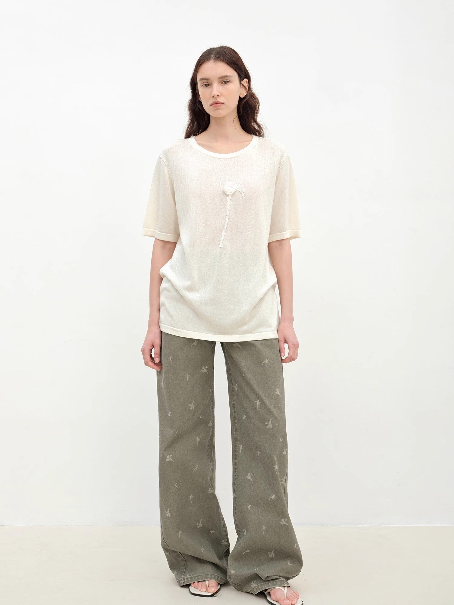 "Carol Pie" loose high - waisted wide - leg calla lily print jeans for women - variant_title