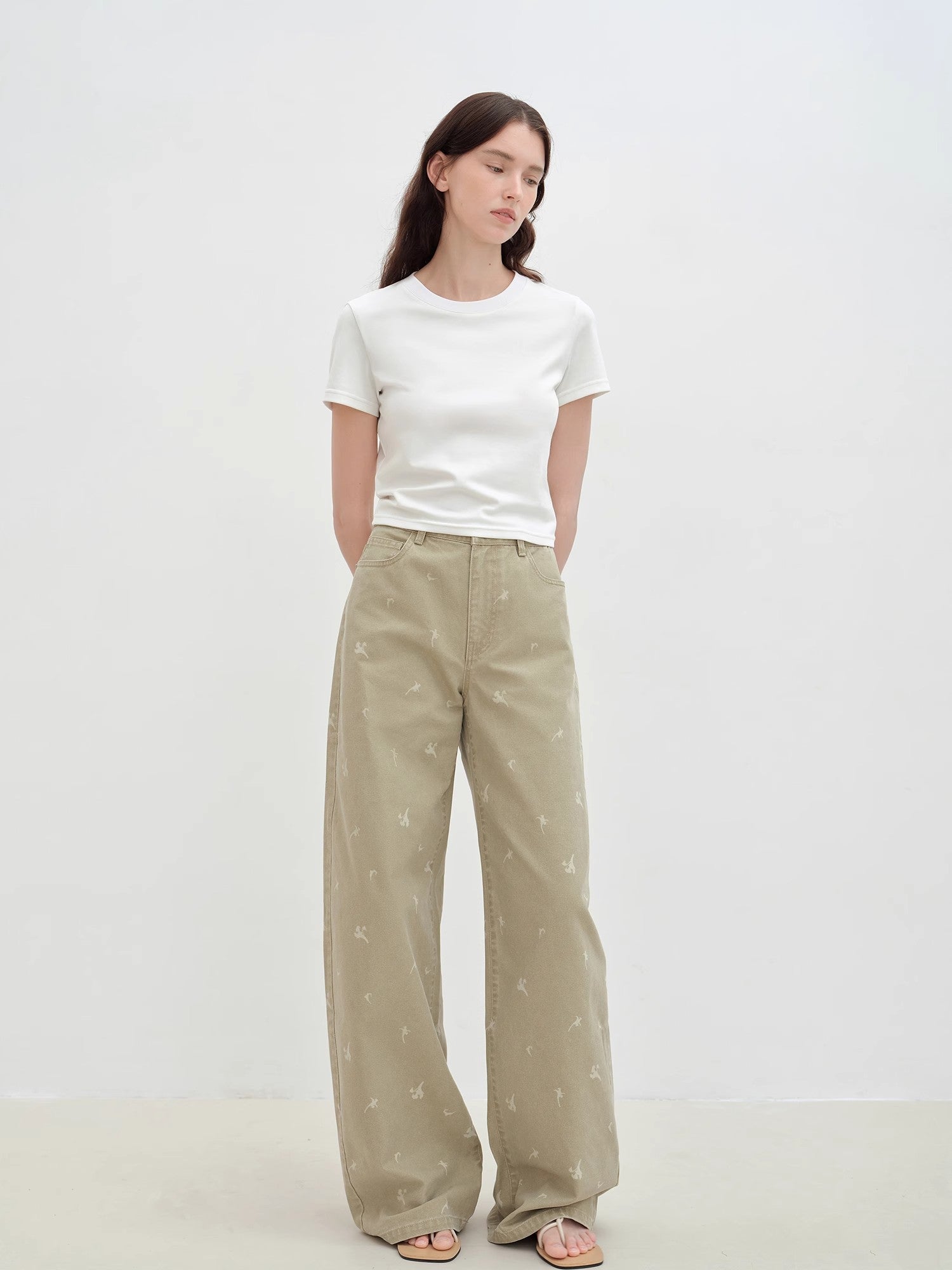 "Carol Pie" loose high - waisted wide - leg calla lily print jeans for women - variant_title