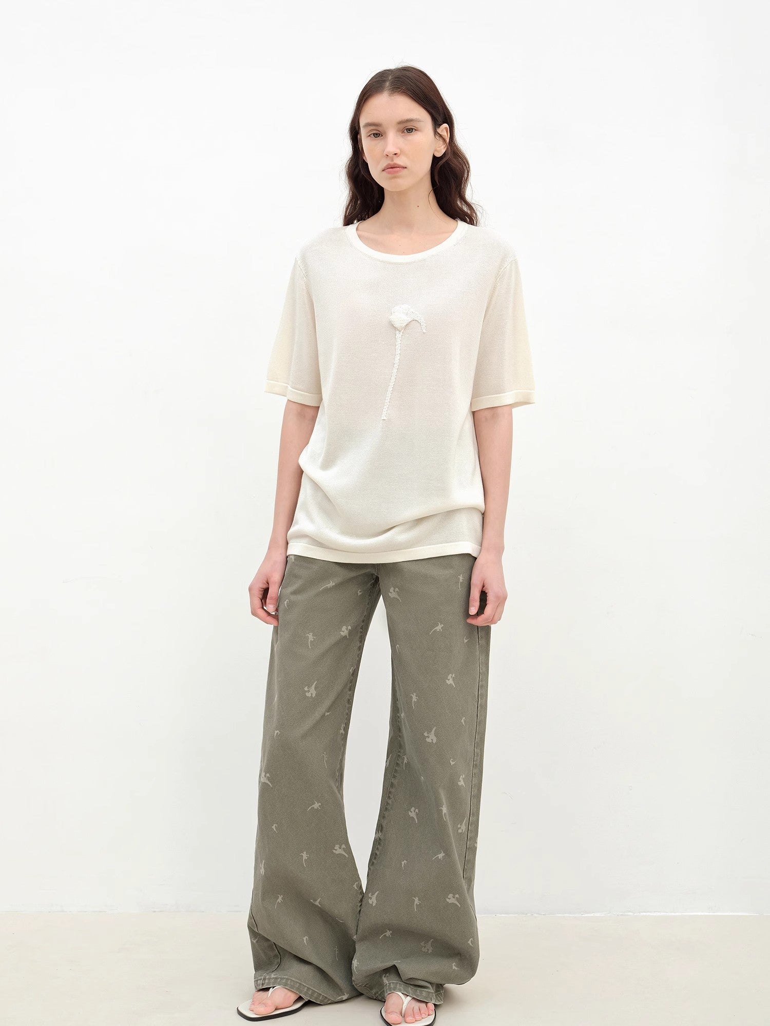 "Carol Pie" loose high - waisted wide - leg calla lily print jeans for women - variant_title