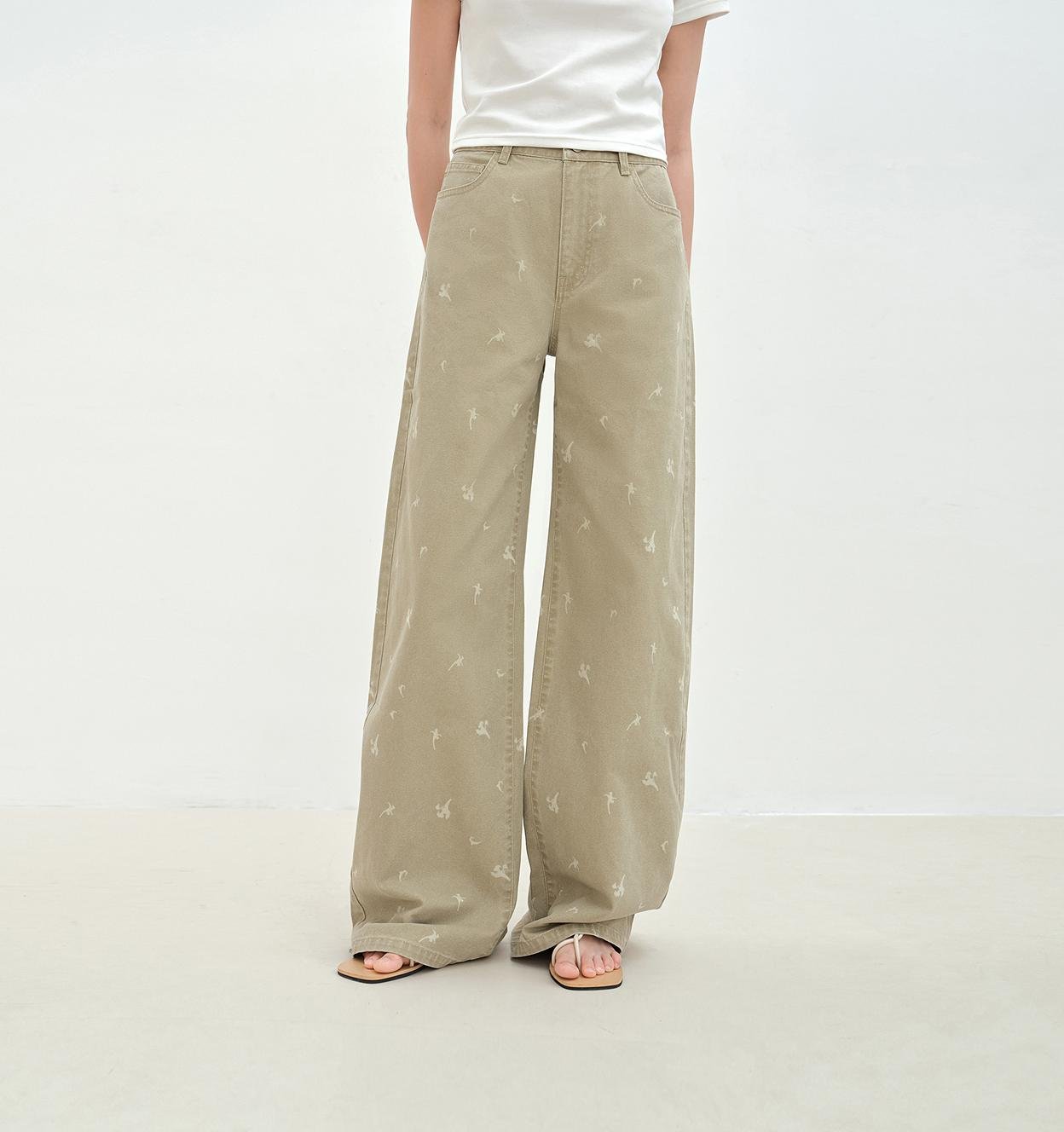 "Carol Pie" loose high - waisted wide - leg calla lily print jeans for women - variant_title
