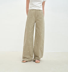 "Carol Pie" loose high - waisted wide - leg calla lily print jeans for women - variant_title