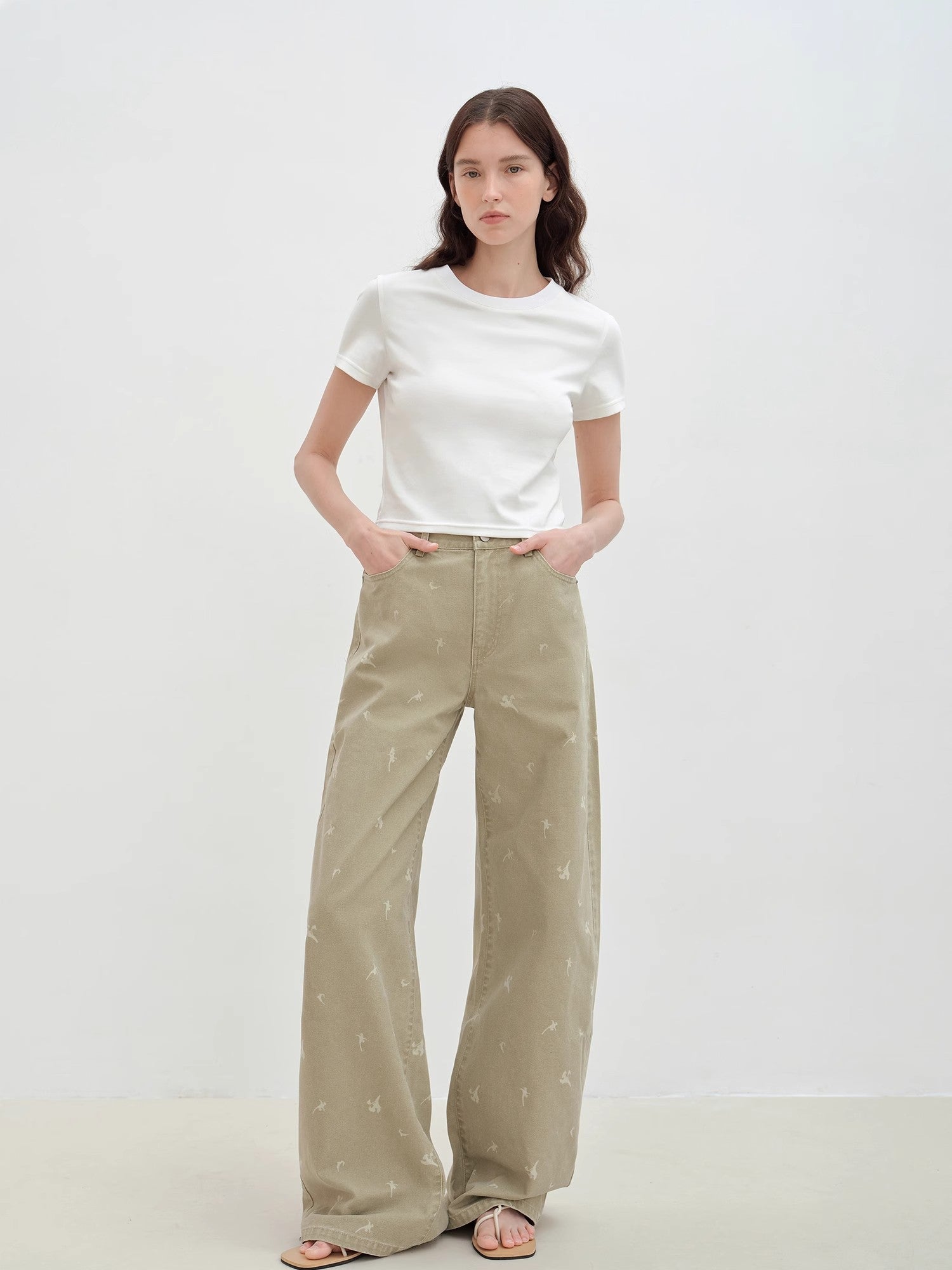"Carol Pie" loose high - waisted wide - leg calla lily print jeans for women - variant_title