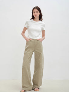 "Carol Pie" loose high - waisted wide - leg calla lily print jeans for women - variant_title