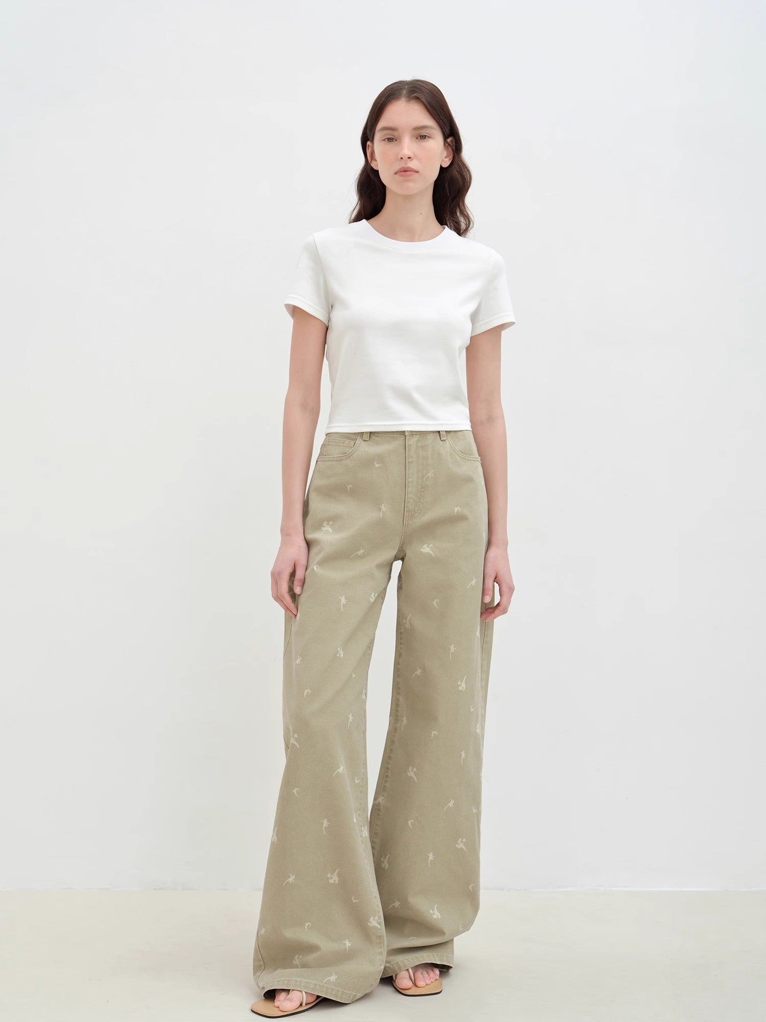 "Carol Pie" loose high - waisted wide - leg calla lily print jeans for women - variant_title